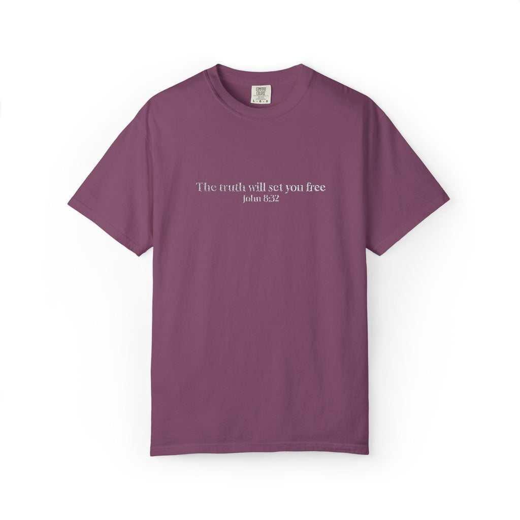The truth will set you free John 8:32- Embroidered- Comfort Colors T-Shirt