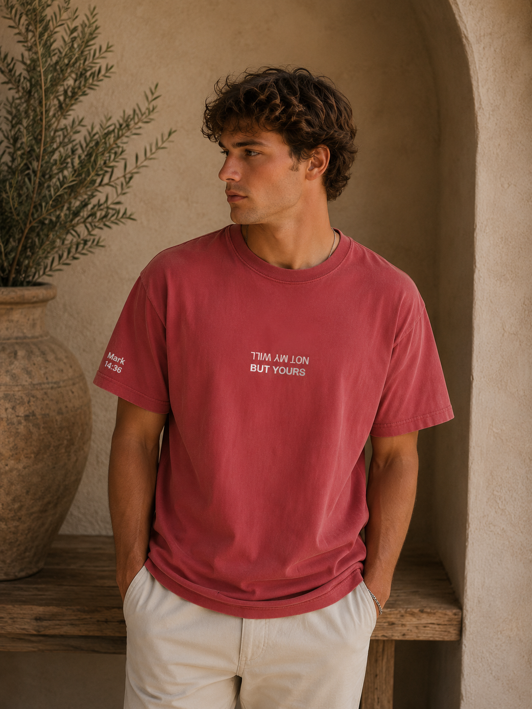Not My Will, But Yours Mark 14:36- Embroidered- Comfort Colors T-Shirt