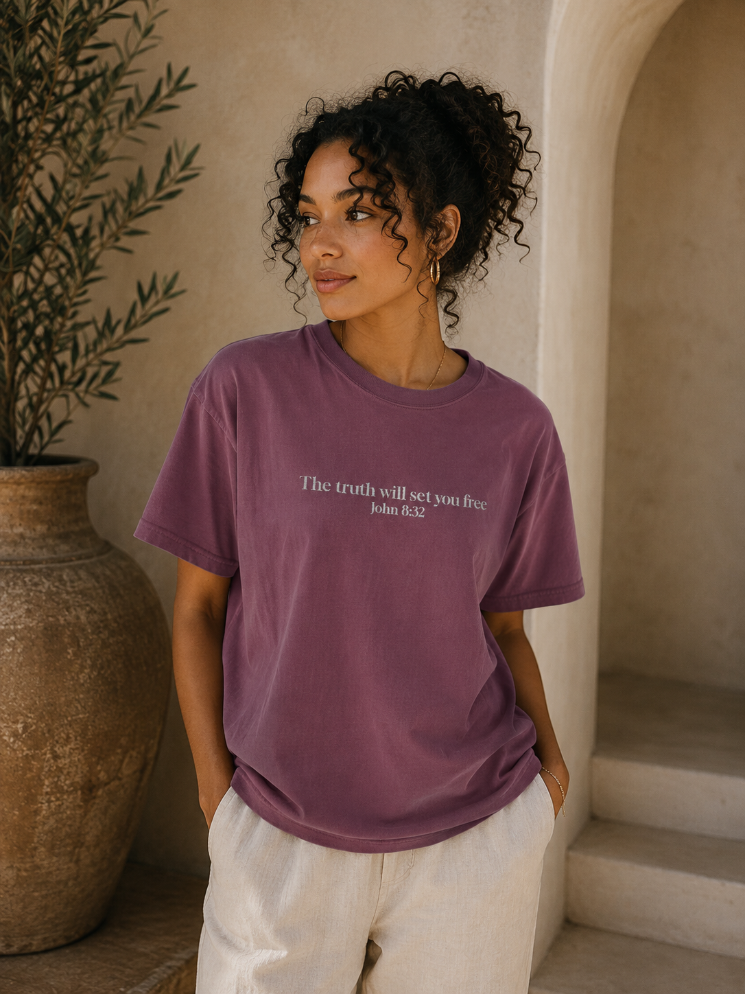 The truth will set you free John 8:32- Embroidered- Comfort Colors T-Shirt