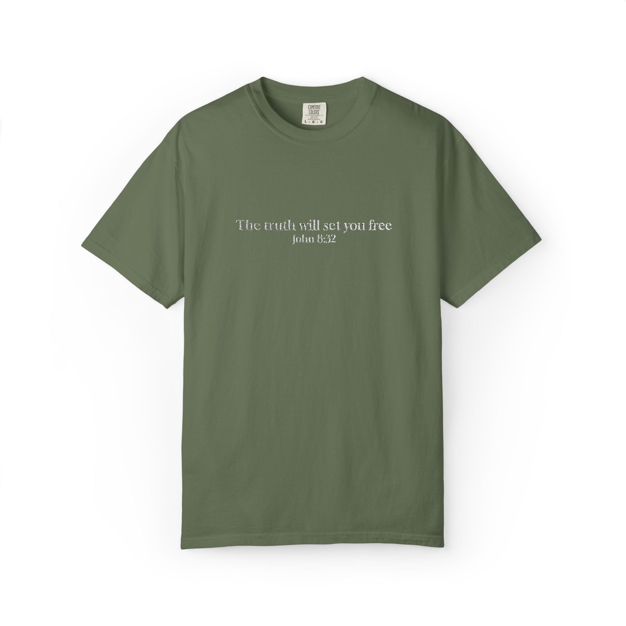 The truth will set you free John 8:32- Embroidered- Comfort Colors T-Shirt