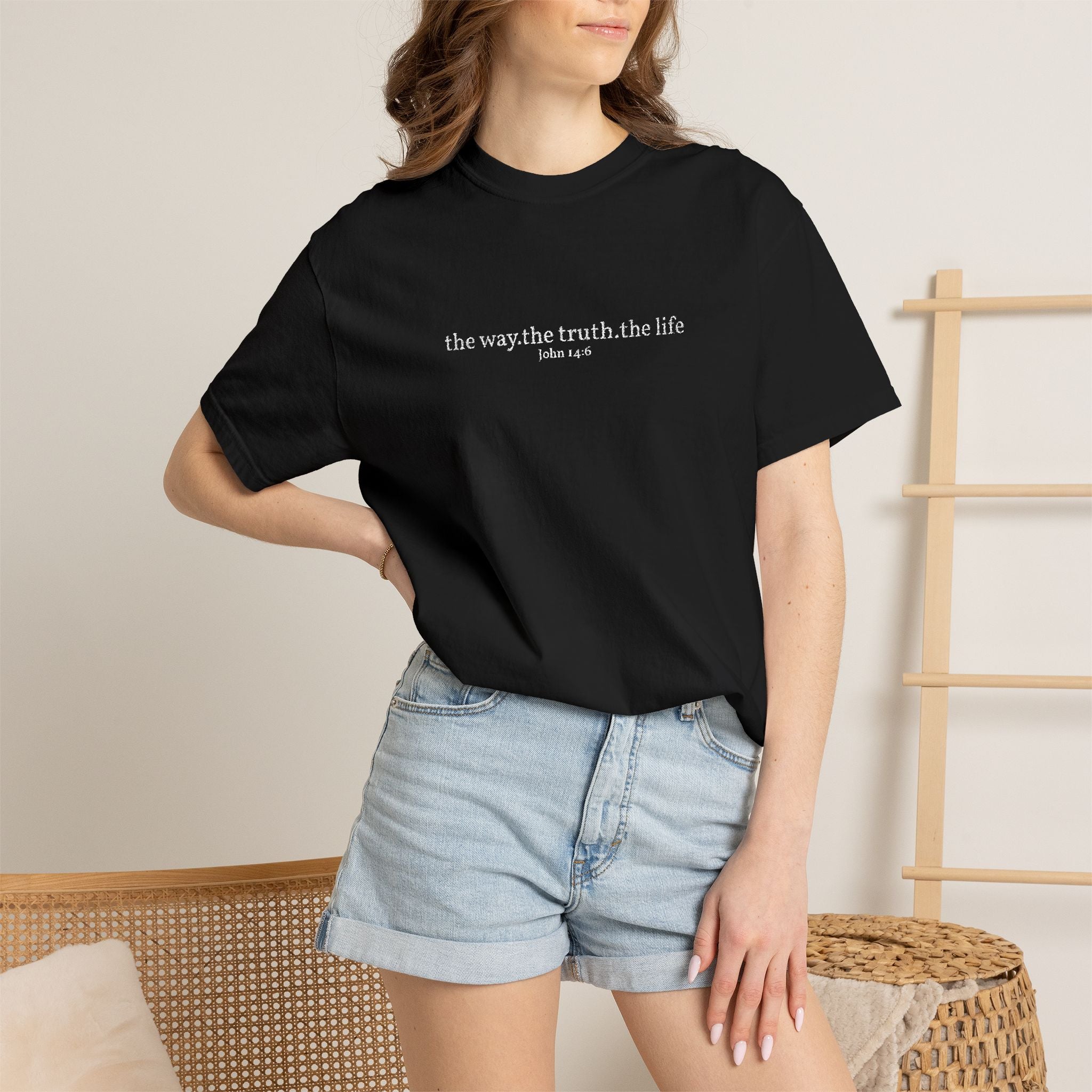 The Way The Truth The Life- Embroidered- Comfort Colors T-Shirt