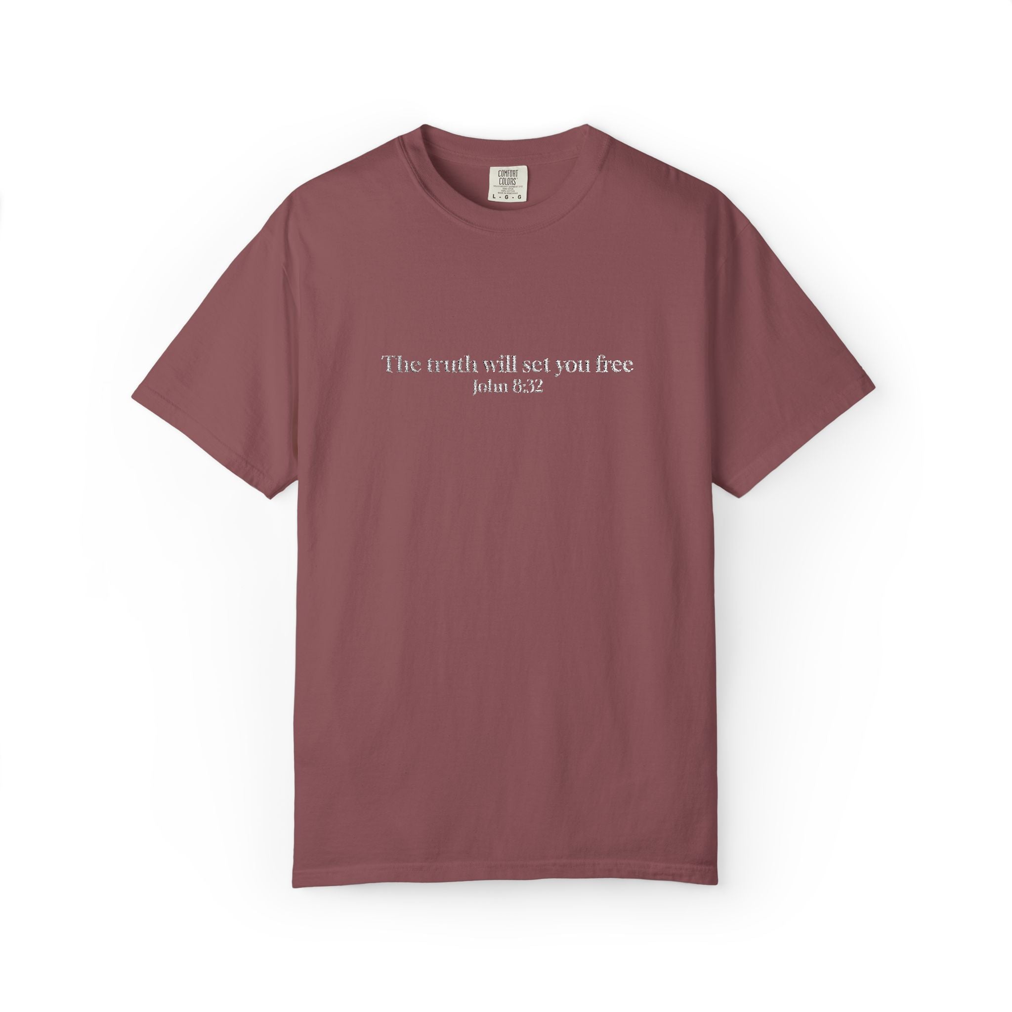 The truth will set you free John 8:32- Embroidered- Comfort Colors T-Shirt